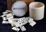 19TH C DOMINOES IN EROTICA SCRIMSHAWED GAME BOX