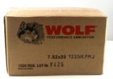 1000 ROUNDS 7.62X39 AMMUNITION WOLF BOXED FACTORY