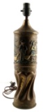 SIGNED WWII PAINTED TRENCH ART BOMB SHELL LAMP