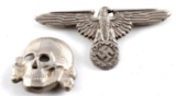 SILVER WWII THIRD REICH SS EAGLE AND TOTENKOPF SET