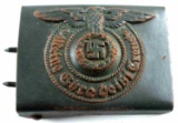 WWII GERMAN SS STEEL BELT BUCKLE COMBAT GREEN