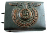 WWII GERMAN SS STEEL BELT BUCKLE COMBAT GREEN