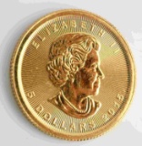 1/10 OUNCE GOLD CANADIAN MAPLE LEAF COIN 2015 BU