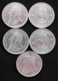 2021 KRUGERRAND SILVER COIN LOT OF 5 BU