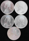 2021 KRUGERRAND SILVER COIN LOT OF 5 BU