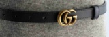 GUCCI DOUBLE G THIN BLACK LEATHER BELT
