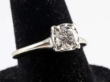 14KT WHITE GOLD DIAMOND SOLITAIRE RING TCW .7