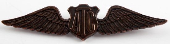 US WWII CIVILIAN AIR TRANSPORT ATC CO PILOT WING