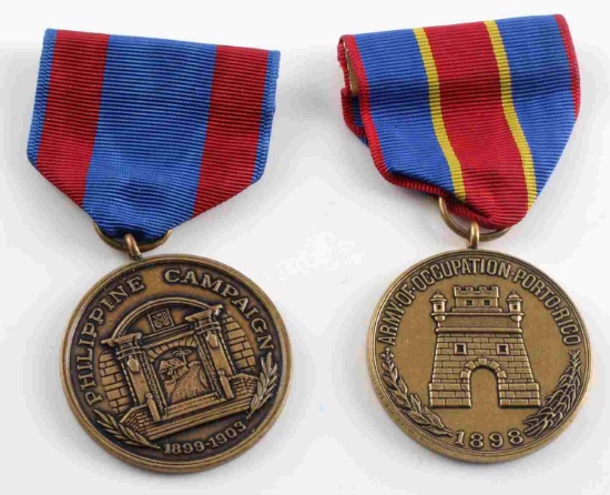 2 US NAVY 1899 1903 PHILIPPINE CAMPAIGN MEDALS