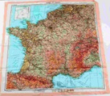 WWII US D-DAY ZONES OF FRANCE SILK INVASION MAP