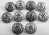 10 WWII GERMAN THIRD REICH SS TOTENKOPF BUTTONS