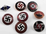 LOT OF 8 WWII GERMAN THIRD REICH SS HJ PARTY PINS