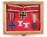 5 WWII GERMAN CASED IRON CROSS MEDAL SPANGE LOT