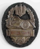 WWII THIRD REICH MOTORCYCLE KRAFTW FUHRER BADGE