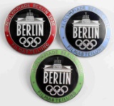 3 WWII GERMAN 1936 BERLIN OLYMPIC FILMMAKER BADGES
