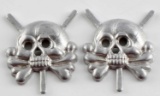 LOT OF 2 WWII GERMAN ARMY PANZER CORPS TAB SKULLS