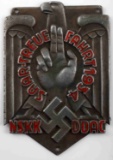 WWII GERMAN REICH NSKK DDAC SAAR 1934 PLAQUE