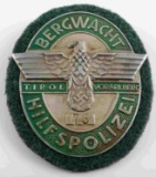 WWII GERMAN THIRD REICH BERGWACHT POLICE BADGE