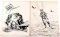 2 WWII UNITED STATES INK DRAWINGS OF SOLDIERS