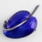 DENMARK STERLING SILVER GUILLOCHE BLUE ENAMEL PIN