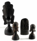 LOT OF 4 AFRICAN CARVED WOODEN STONE STATUES