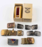 LOT OF WWI & WWII BELT BUCKLES SHOULDER BOARDS