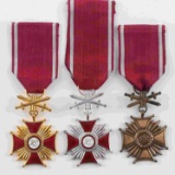 LOT OF 3 WWII POLISH CROSSES OF MERIT WITH SWORDS