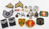 LOT OF RANK CHEVRONS AND PIN INSIGNIA US MILITARY