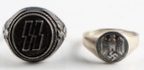 2 WWII GERMAN THIRD REICH SS 800 SILVER RINGS
