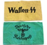 LOT OF 2 WWII GERMAN WAFFEN SS REICHSPOST ARMBANDS