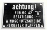 WWII GERMAN THIRD REICH MG42 WARNING PLATE