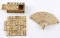 ANTIQUE BONE DOMINO SET & FOLDING FAN