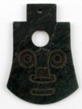 ANCIENT CHINESE JADE AXE FORM ENGRAVED FACE