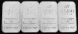 LOT OF FOUR 1 OZ .999 FINE SILVER BARS BY ASAHI