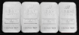 LOT OF FOUR 1 OZ .999 FINE SILVER BARS BY ASAHI