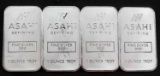 LOT OF FOUR 1 OZ .999 FINE SILVER BARS BY ASAHI