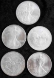 AMERICAN EAGLE SILVER DOLLAR COIN LOT OF 5