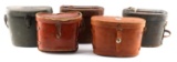 LOT OF 5 VINTAGE BINOCULAR CASES ONLY LEATHER