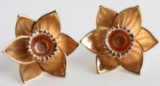 CLOGAU 10KT TWO TONED GOLD DAFFODIL STUD EARRING