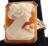 VINTAGE ANTIQUE 10KT GOLD CAMEO RING SIZE 6.5