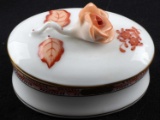 HEREND PORCELAIN TRINKET BOX CHINESE BOUQUET RUST