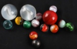 LOT OF 15 VINTAGE LOOSE MARBLES MULTI COLORED