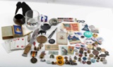 LOT OF SMALL COLLECTIBLES PINS BUTTONS & MORE
