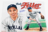 CLEVELAND INDIANS BOB FELLER SIGNED SKETCH PHOTO