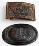 US CIVIL WAR CSA OFFICER BELT BUCKLE W STATE PLATE