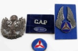 4 WWII CIVIL AIR PATROL PROP W WINGS & HAT BADGE