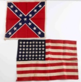 2 VINTAGE UNITED STATES FLAGS CONFEDERATE 48 STAR