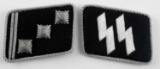 WWII THIRD REICH GERMAN SS OFFICERS COLLAR TABS