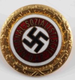 WWII GERMAN GOLDEN NSDAP MEMBERSHIP BADGE PIN