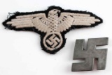 2 WWII GERMAN SWASTIKA  BADGE AND SLEEVE EAGLE LOT